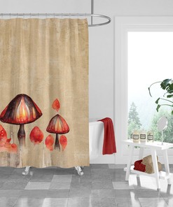 Mushroom Nature Shower Curtain Optional Towels
