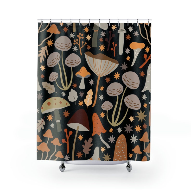 Mushroom Shower Curtain, Boho Shower Curtain, Midcentury Modern Shower Curtain - Image 2
