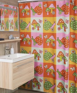 Mushroom Shower Curtain, Groovy 60's 70's Hippie Shower Accessory, Retro Bathroom Curtain, Mushroom Home Decor