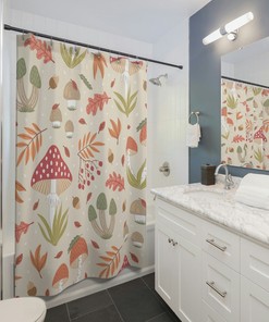 Mushroom Shower Curtain, Shower Curtain Boho, Retro Shower Curtain, Boho Shower curtain, Gothic Cottage Core Woodland Shower Curtain