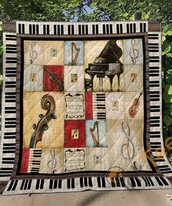 Music Quilt Blanket Bedding Set With Pilliwcase Option