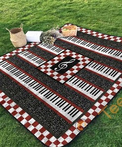 Music Quilt Blanket Bedding Set With Pilliwcases Option For Picnic Or Home Decor