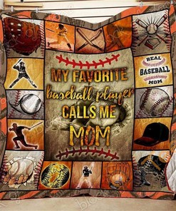 My Favorite Baseball Player Calls Me Mom Quilt Blanket Bedding Set