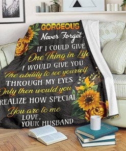 My Gorgeous Wife Sunflower Husband Sherpa Blanket Fleece Blanket Gifts for Fans