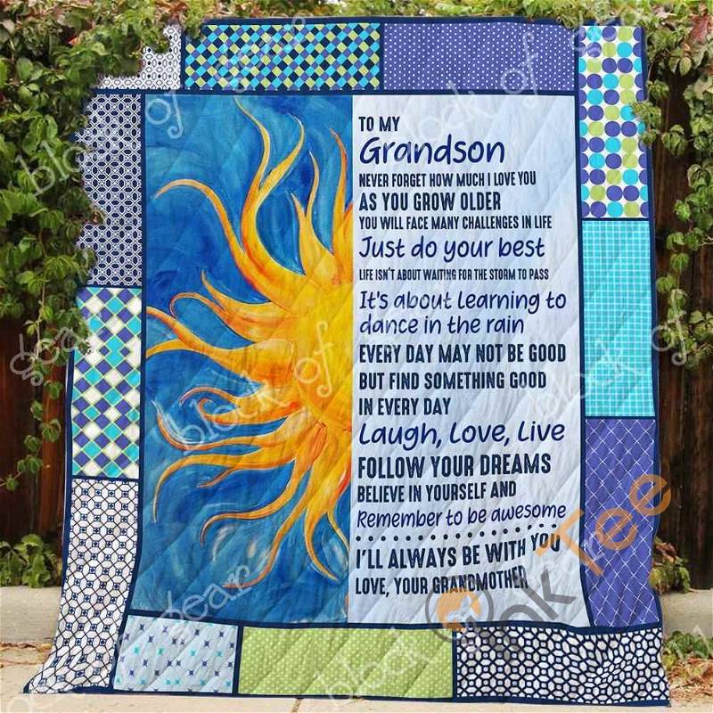 To My Grandson I Love You Quilt Blanket Bedding Set