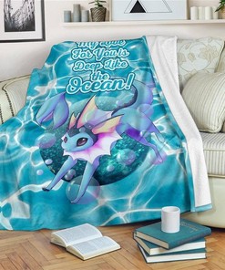 My Love You Is Deep Like The Ocean Vaporeon Sherpa Fleece Blanket Gifts for Family, for Couple