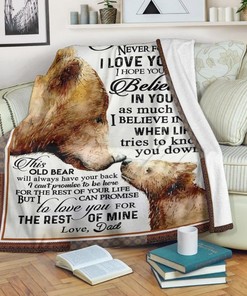 My Son Bear Believe In Yourself Gift From Dad Fleece Blanket Quilt Blanket Bedding Set