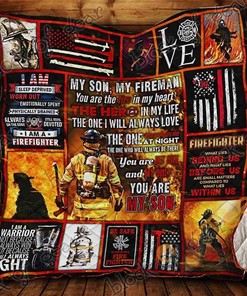 My Son, My Fireman Quilt Blanket Bedding Set