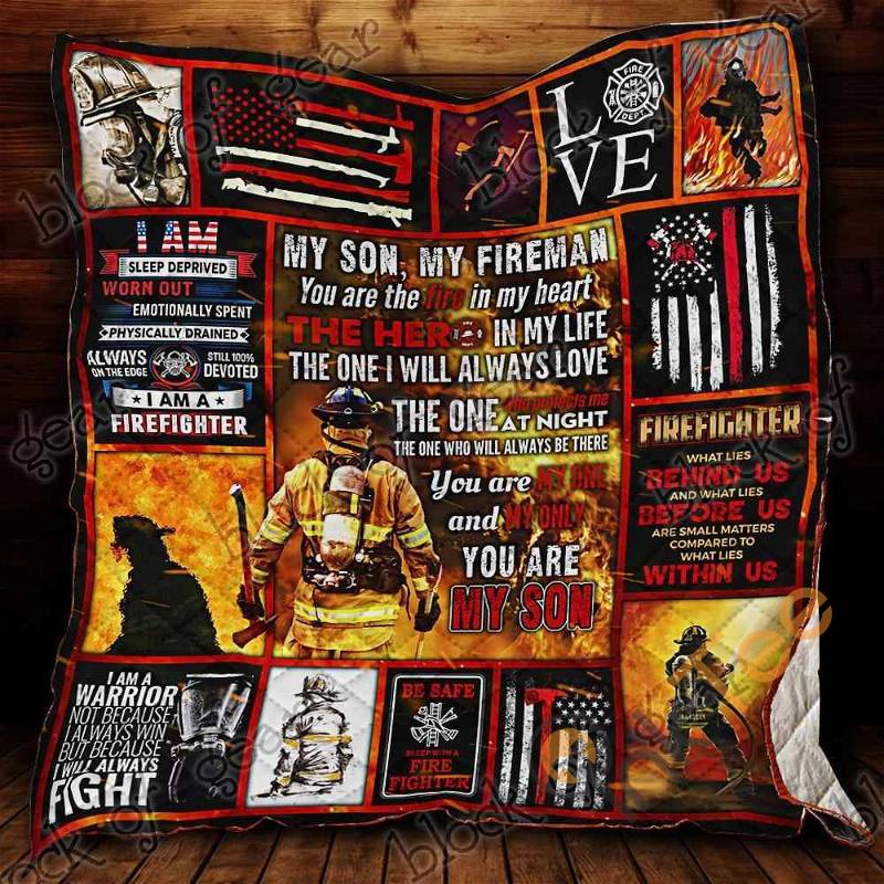 My Son, My Fireman Quilt Blanket Bedding Set