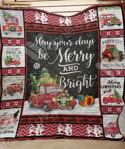 My Your Days Be Merry And Bright Hallmark Movies Red Truck Christmas Quilt Blanket