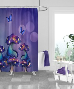 Mystic Mushrooms Shower Curtain Optional Towels