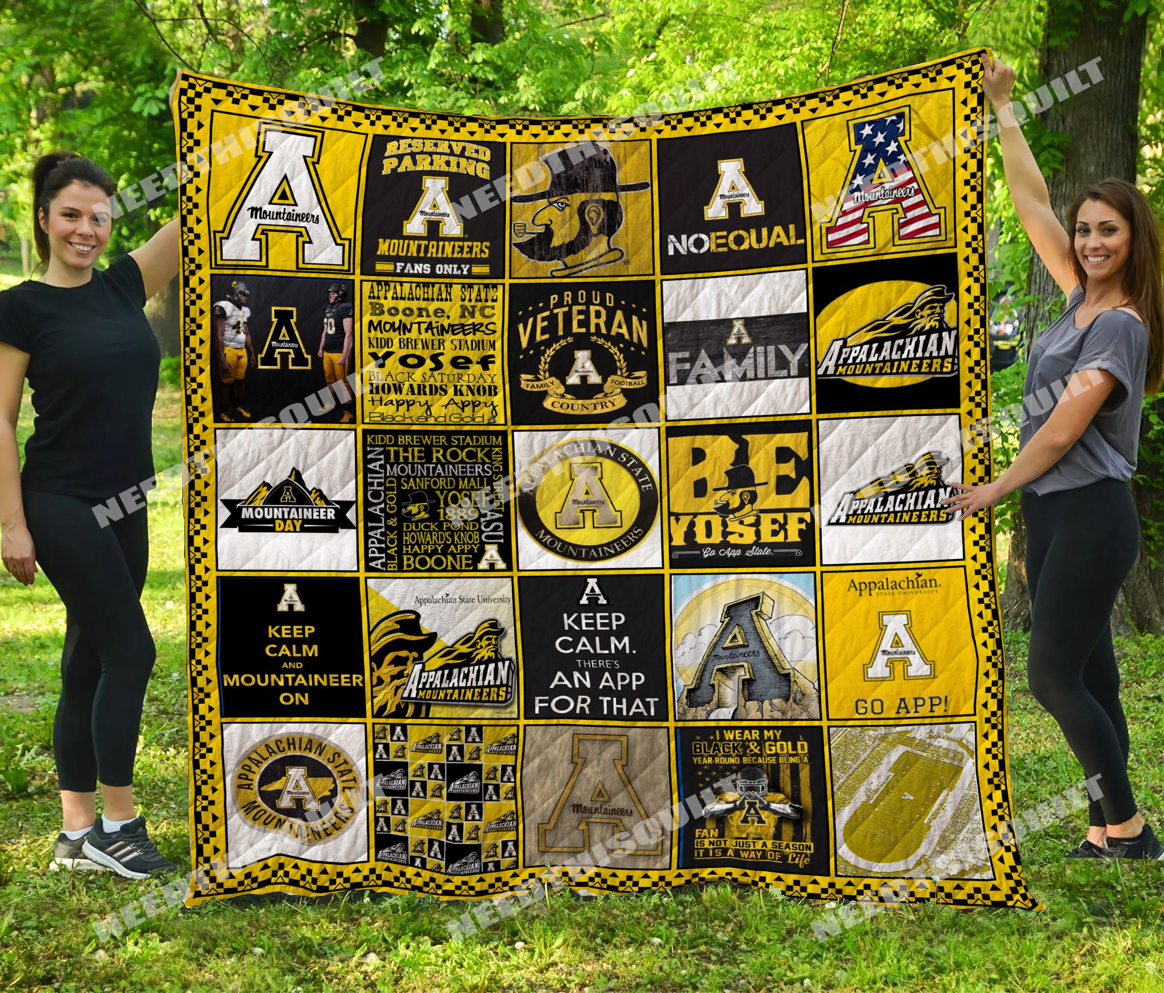 NCAA Appalachian State Mountaineers Quilt Blanket Bedding Set Fan Gift