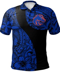 NCAA Boise State Broncos Blue Black Polynesian Polo Shirt