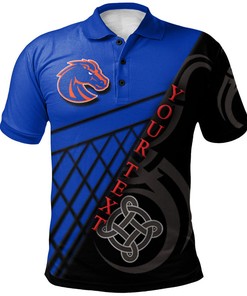 NCAA Boise State Broncos Custom Text Blue Black Celtic Polo Shirt