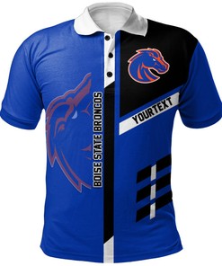 NCAA Boise State Broncos Custom Text Blue Black Polo Shirt