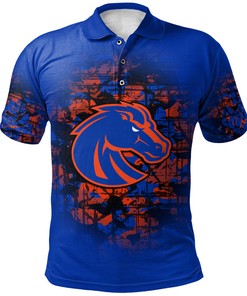 NCAA Boise State Broncos Custom Text Number Blue Orange Camo Vintage Polo Shirt