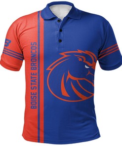 NCAA Boise State Broncos Custom Text Number Blue Orange Half Style Polo Shirt
