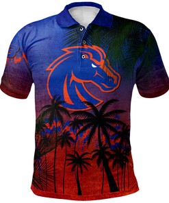 NCAA Boise State Broncos Orange Blue Coconut Tree Grunge Polo Shirt