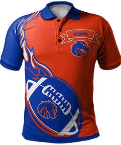 NCAA Boise State Broncos Orange Blue Flame Ball Polo Shirt