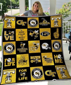NCAA Georgia Tech Yellow Jackets Quilt Blanket Bedding Set Fan Gift
