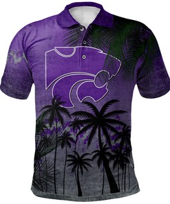 NCAA Kansas State Wildcats Coconut Tree Purple Polo Shirt