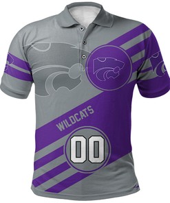 NCAA Kansas State Wildcats Custom Number Silver Purple Polo Shirt