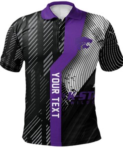 NCAA Kansas State Wildcats Custom Text Number Black Purple Polo Shirt