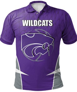 NCAA Kansas State Wildcats Custom Text Number Purple Silver Polo Shirt