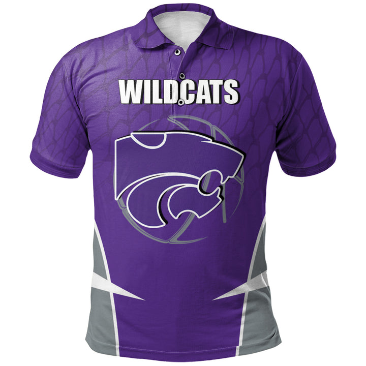 NCAA Kansas State Wildcats Custom Text Number Purple Silver Polo Shirt