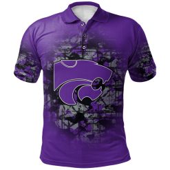 NCAA Kansas State Wildcats Custom Text Number Purple Silver Polo Shirt V4 - Image 2