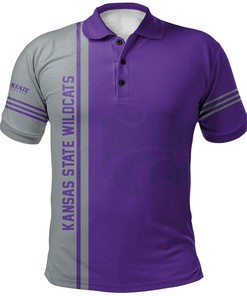 NCAA Kansas State Wildcats Custom Text Number Purple Silver Polo Shirt V5