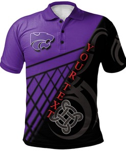 NCAA Kansas State Wildcats Custom Text Purple Black Polo Shirt V2
