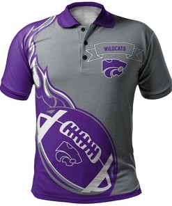 NCAA Kansas State Wildcats Purple Flame Ball Silver Polo Shirt