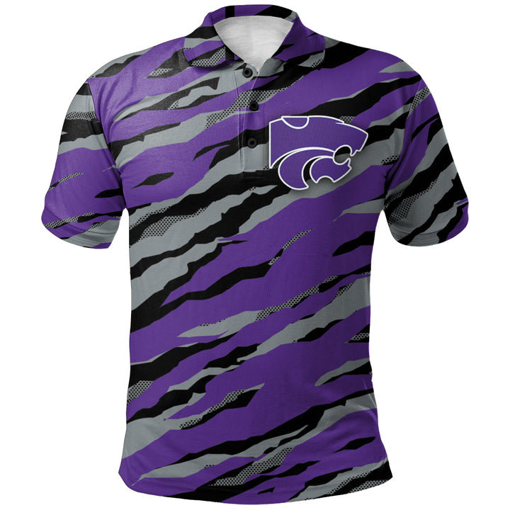 NCAA Kansas State Wildcats Purple Silver Polo Shirt V4