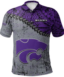 NCAA Kansas State Wildcats Silver Purple Polynesian Polo Shirt V6