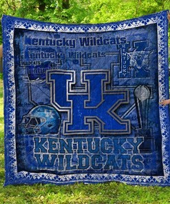 NCAA Kentucky Wildcats Quilt Blanket Bedding Set Fan Gift