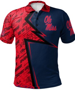 NCAA Ole Miss Rebels Custom Text Number Red Blue Polo Shirt V12