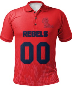 NCAA Ole Miss Rebels Custom Text Number Red Ombre Polo Shirt