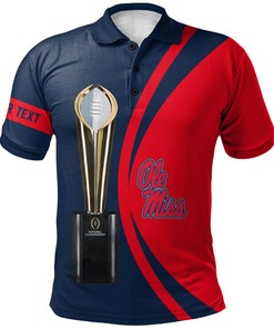 NCAA Ole Miss Rebels Custom Text Red Blue Champions Polo Shirt