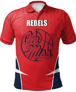 NCAA Ole Miss Rebels Red Blue Polo Shirt V9