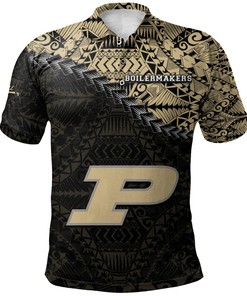 NCAA Purdue Boilermakers Gold Black Polynesian Polo Shirt V3