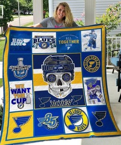NCAA St. Louis Blues Quilt Blanket Bedding Set Fan Gift