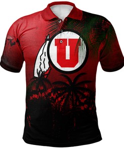 NCAA Utah Utes Coconut Tree Tropical Grunge Red Polo Shirt