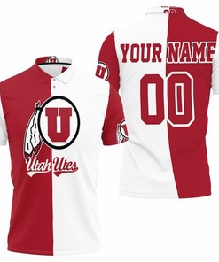NCAA Utah Utes Custom Name Number Red White Polo Shirt