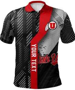 NCAA Utah Utes Custom Text Number Black Red Polo Shirt V7