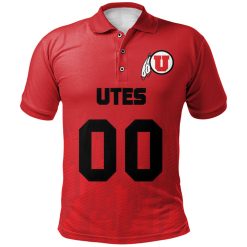 NCAA Utah Utes Custom Text Number Red Ombre Polo Shirt - Image 2