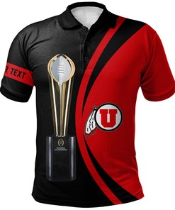 NCAA Utah Utes Custom Text Red Black National Champions Polo Shirt