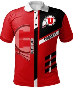 NCAA Utah Utes Custom Text Red Black Polo Shirt V4
