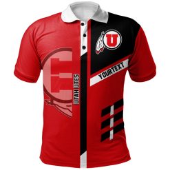 NCAA Utah Utes Custom Text Red Black Polo Shirt V4 - Image 2