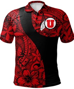 NCAA Utah Utes Red Black Polynesian Polo Shirt
